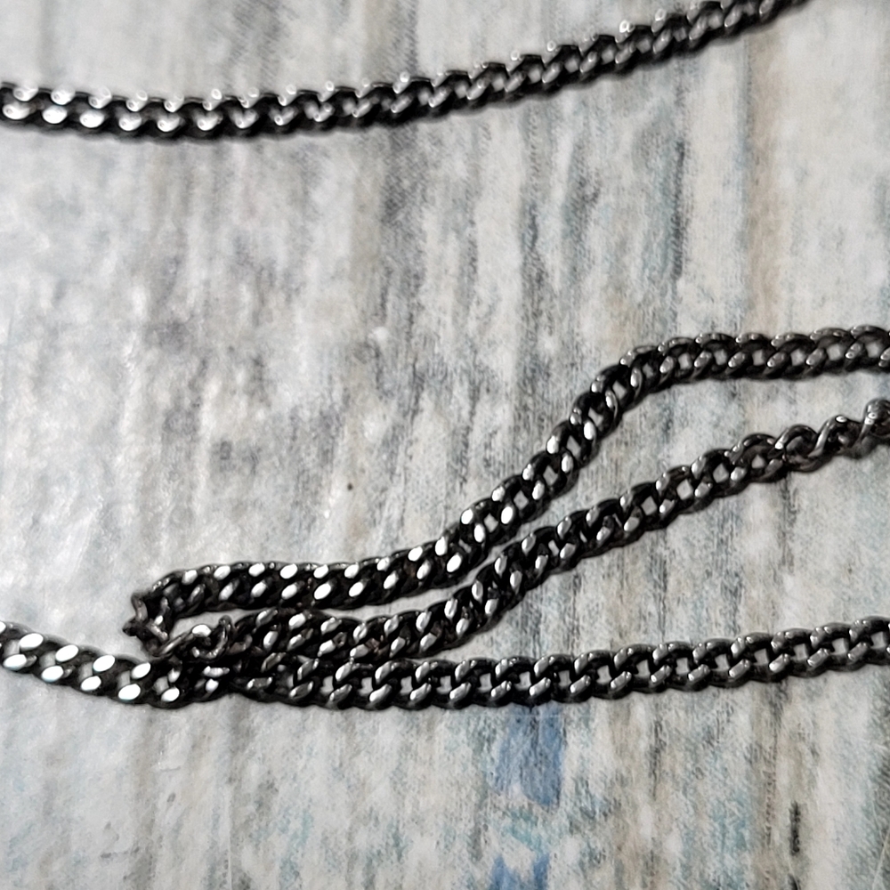 Silver Necklace with Blue and White Ceramic Pendant - Picture 6 of 7